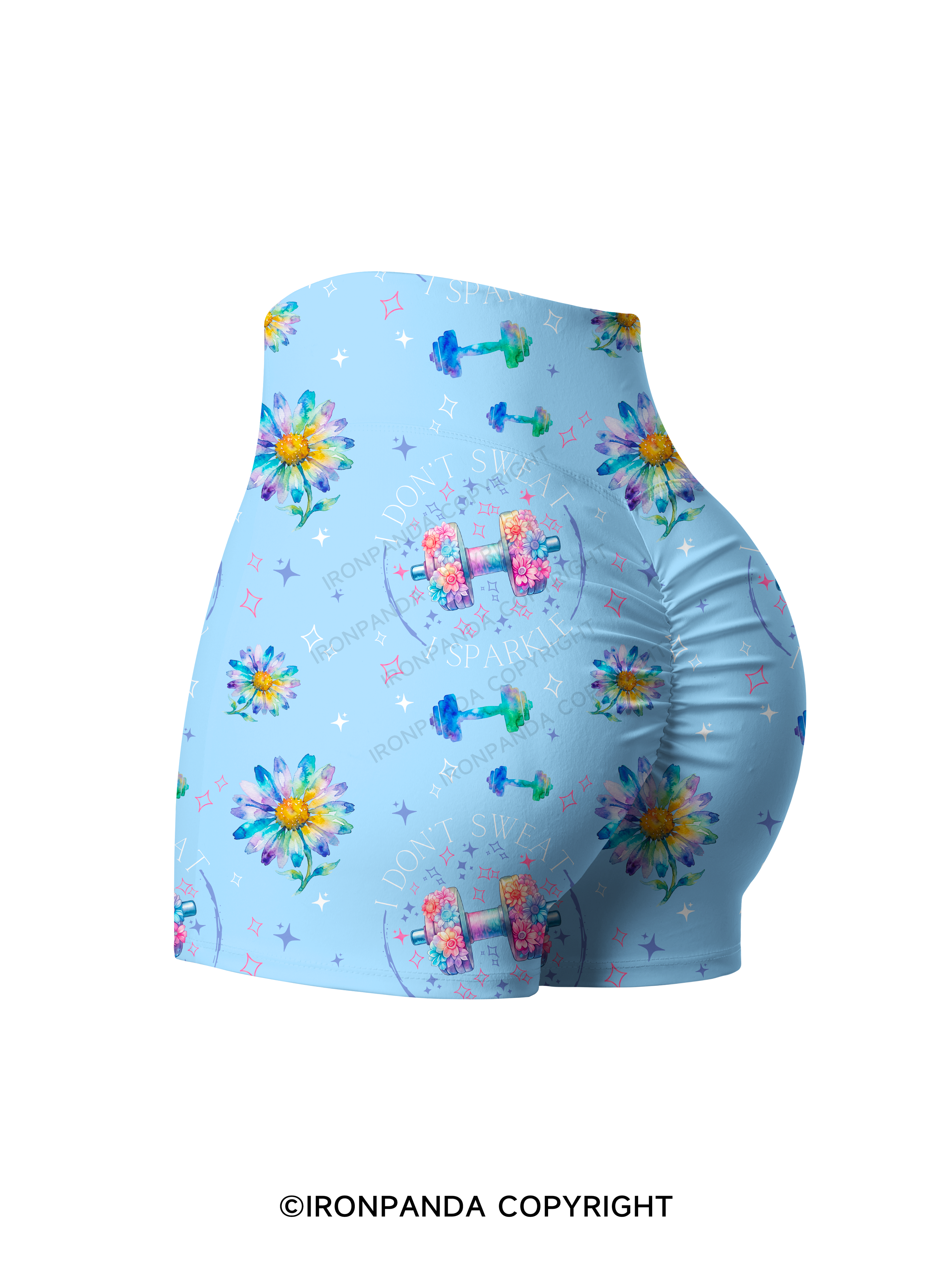 I DON'T SWEAT I SPARKLE GYM Printed Yoga Shorts