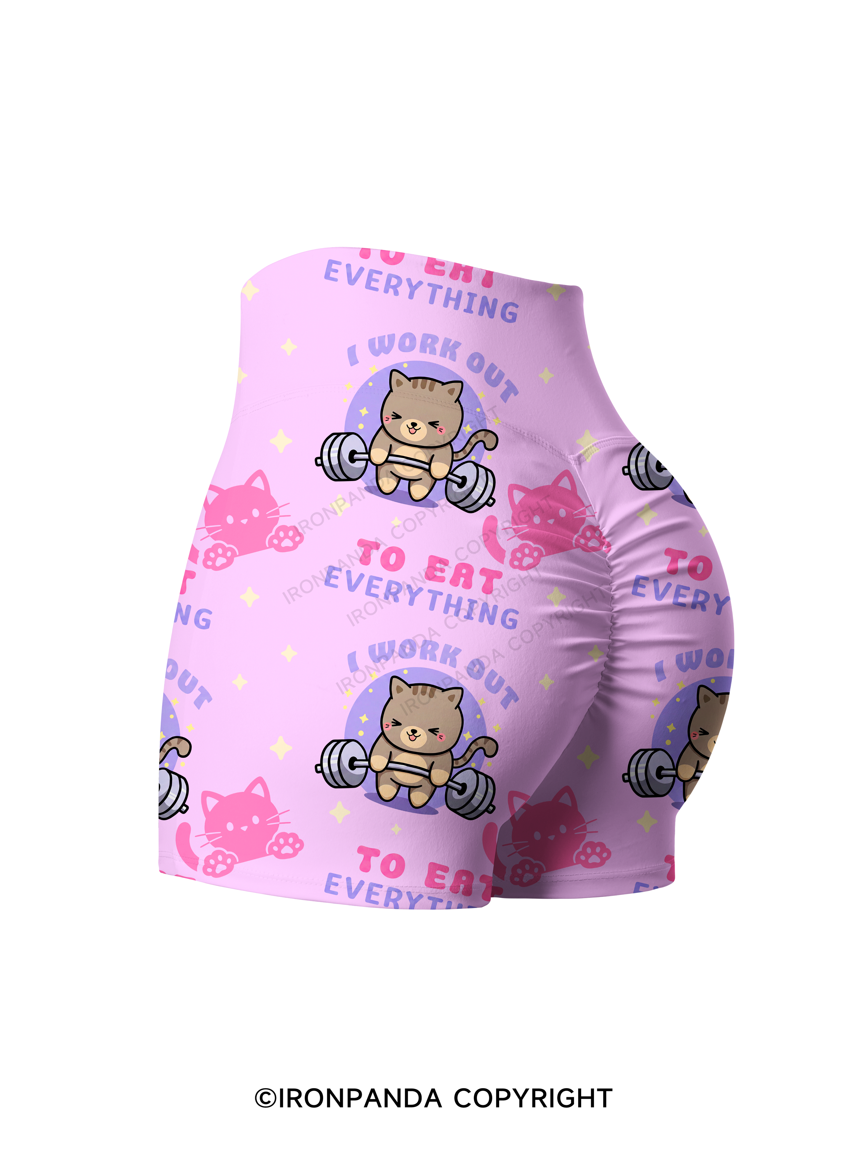 I WORK OUT TO EAT EVERYTHING Printed Yoga Shorts