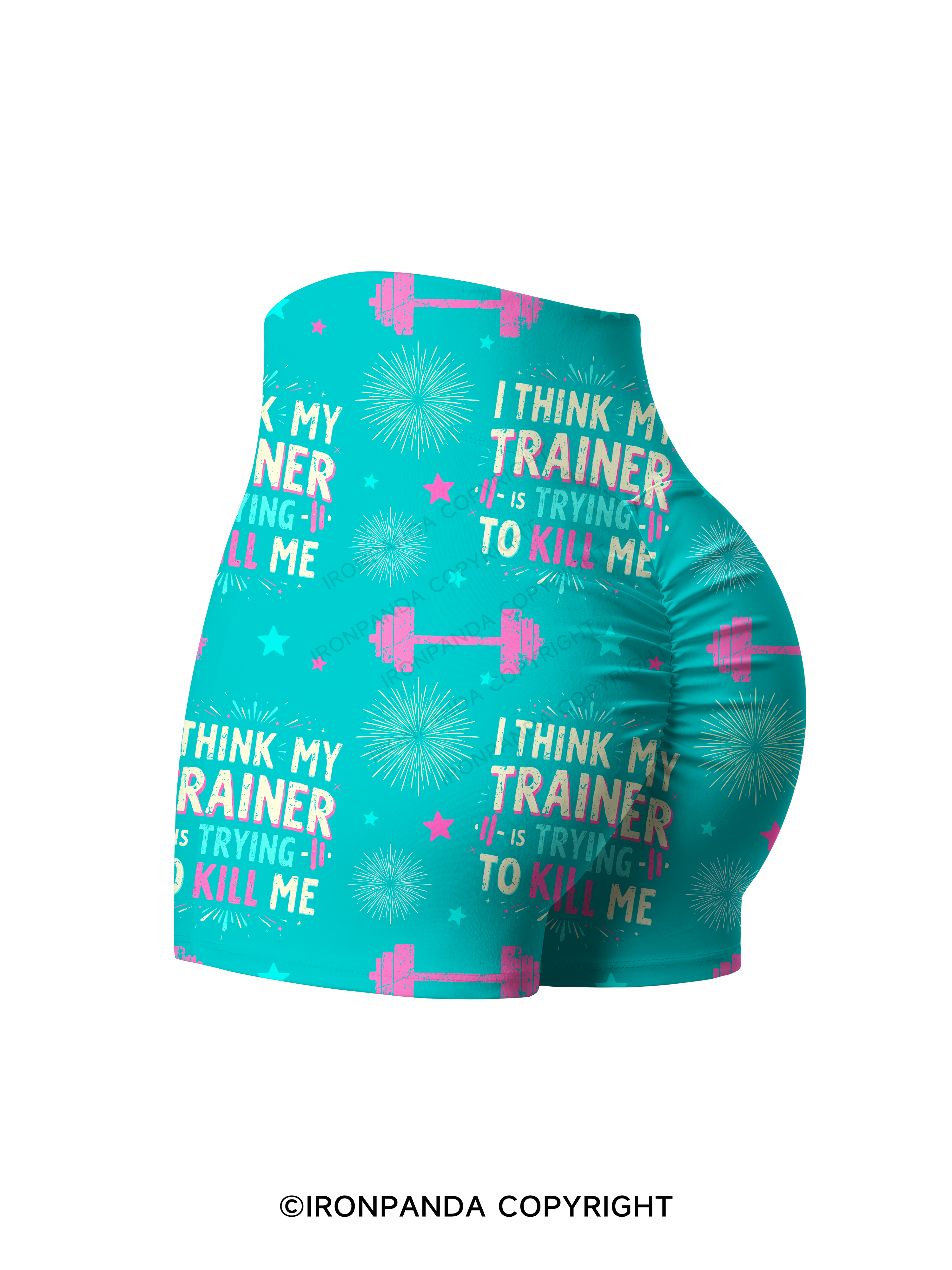 I THINK MY TRAINER IS TRYING TO KILL ME GYM Printed Yoga Shorts