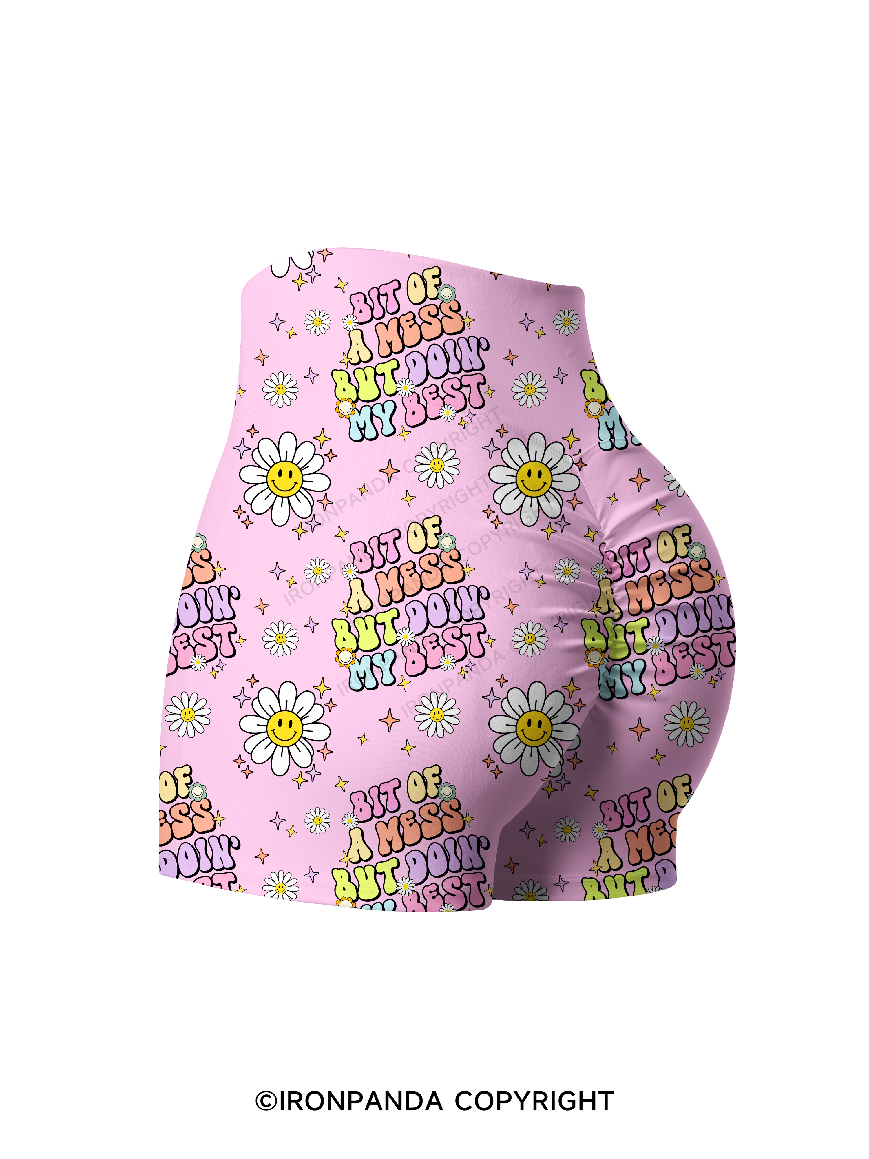 BIT OF A MESS BUT DOIN' MY BEST Printed Yoga Shorts