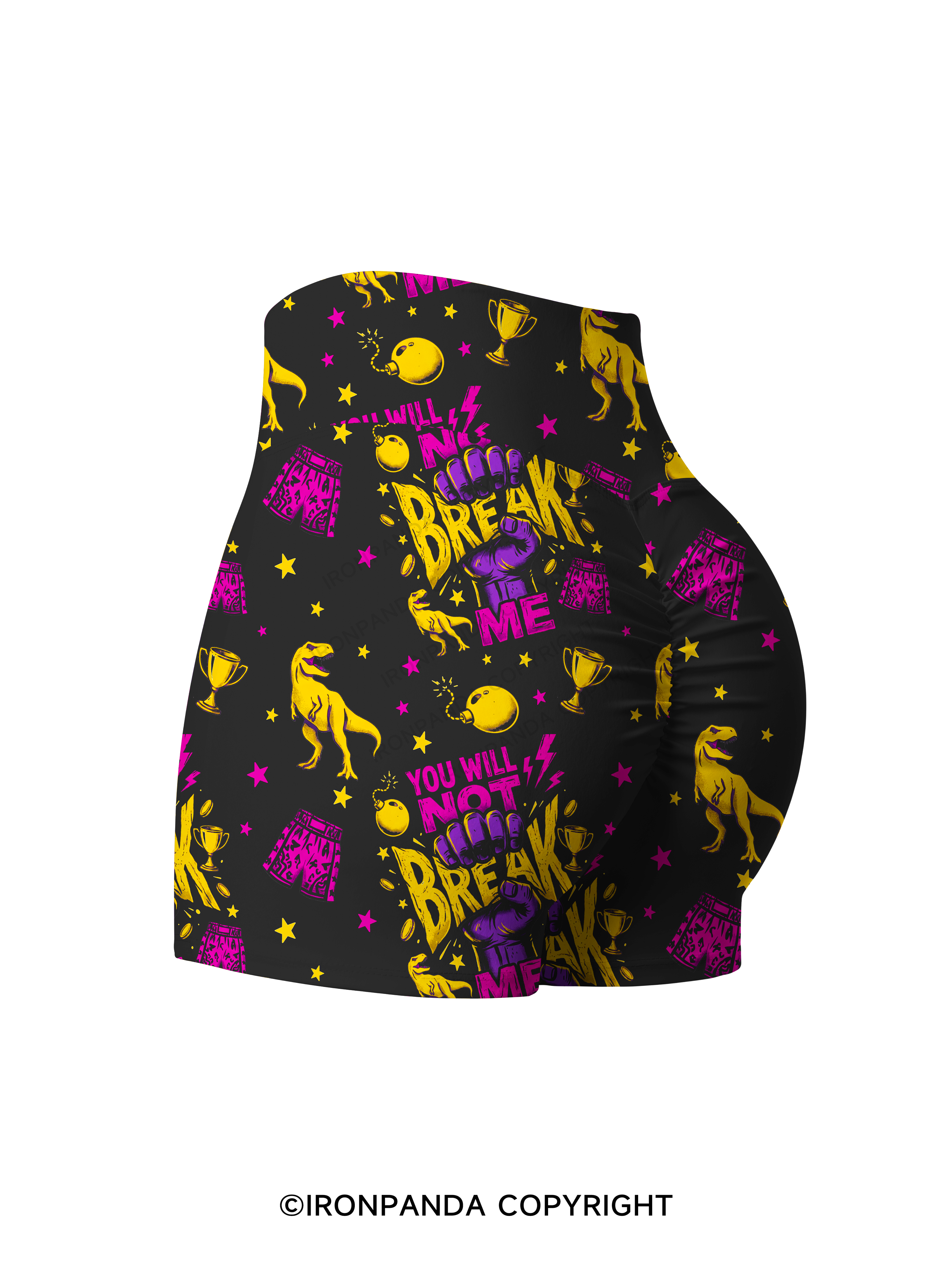 You Will Not Break Me Printed Yoga Shorts