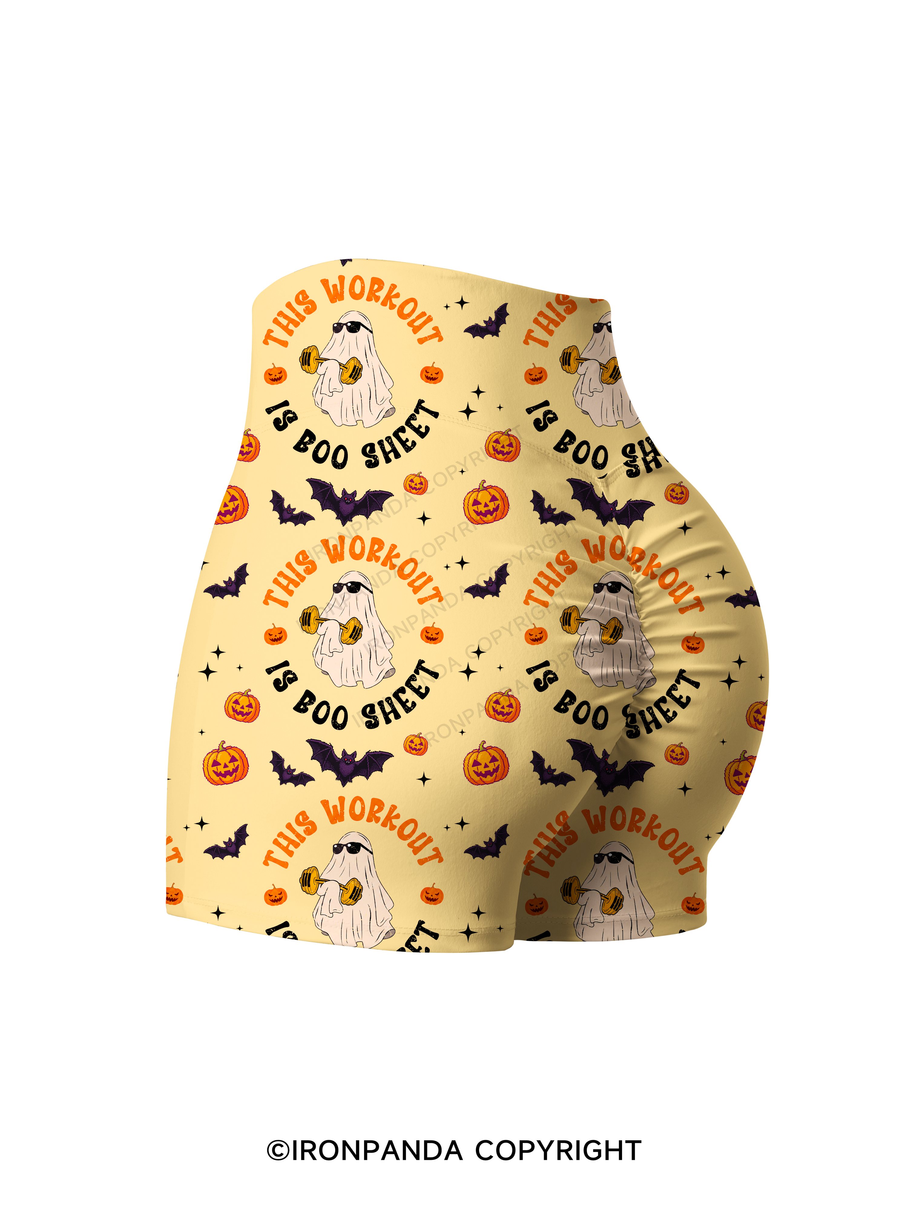 This Workout Is Boo Sheet Funny Ghost Printed Yoga Shorts