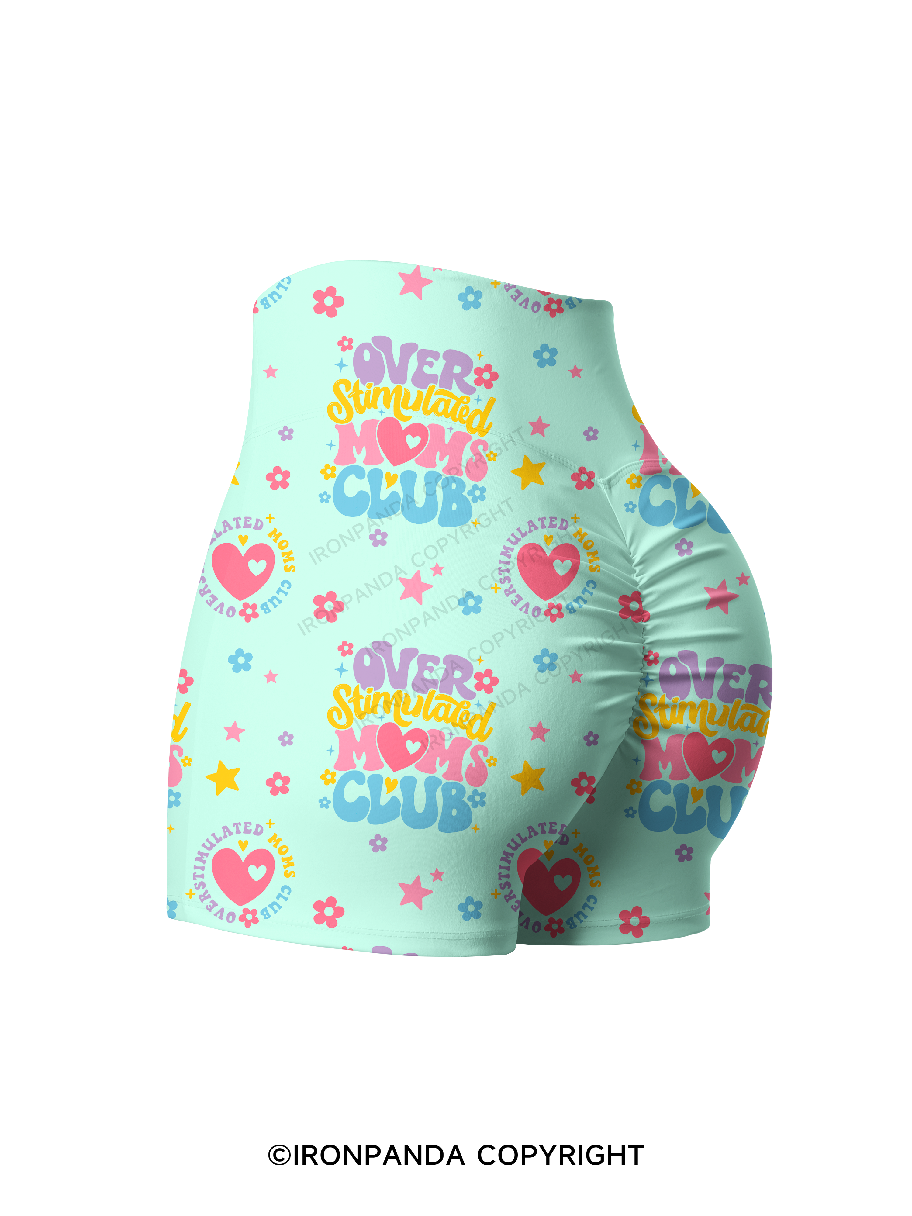 OVER STIMULATED MOMS CLUB WORKOUT Printed Yoga Shorts