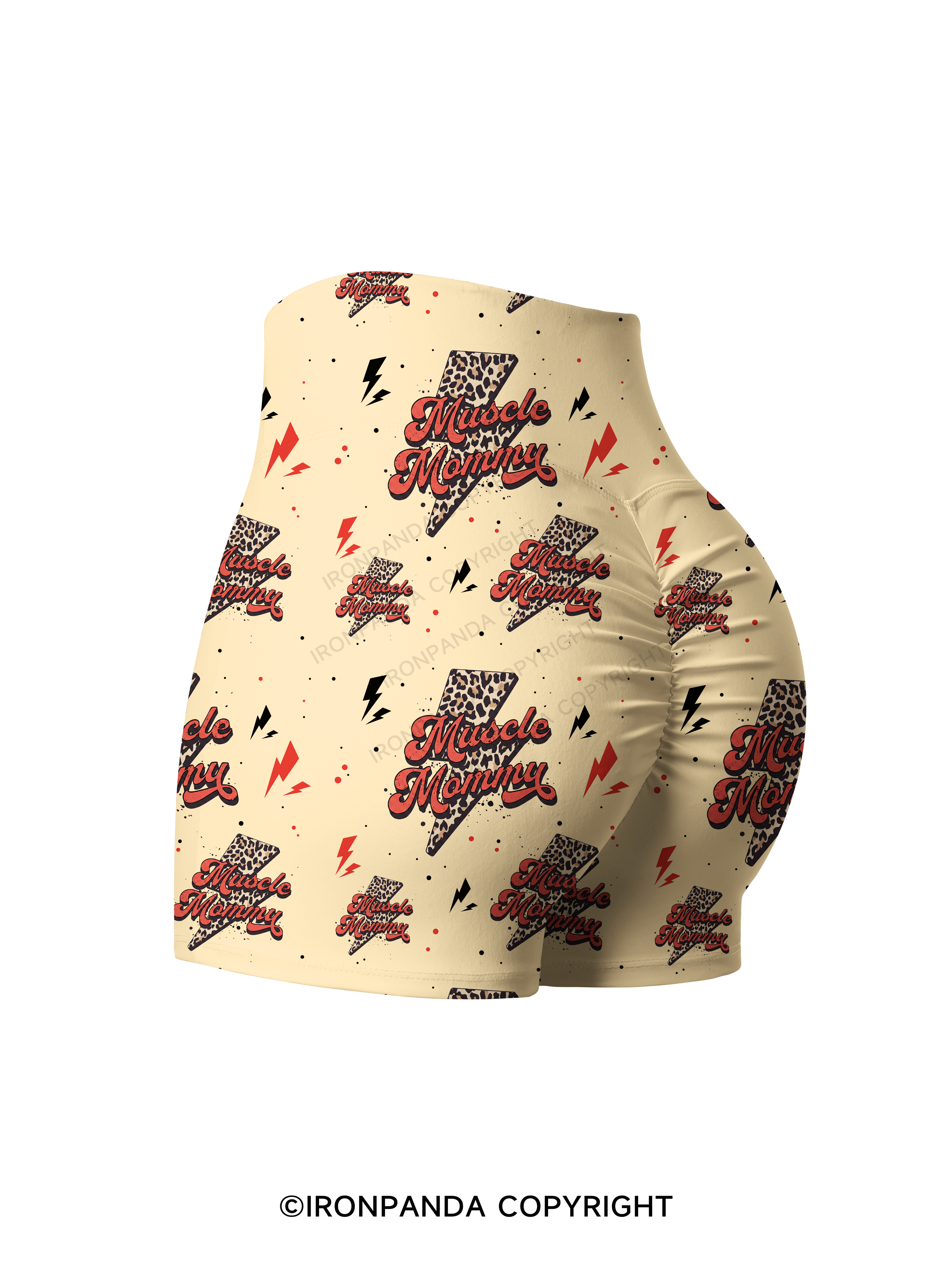 Retro Muscle Mommy Printed Yoga Shorts