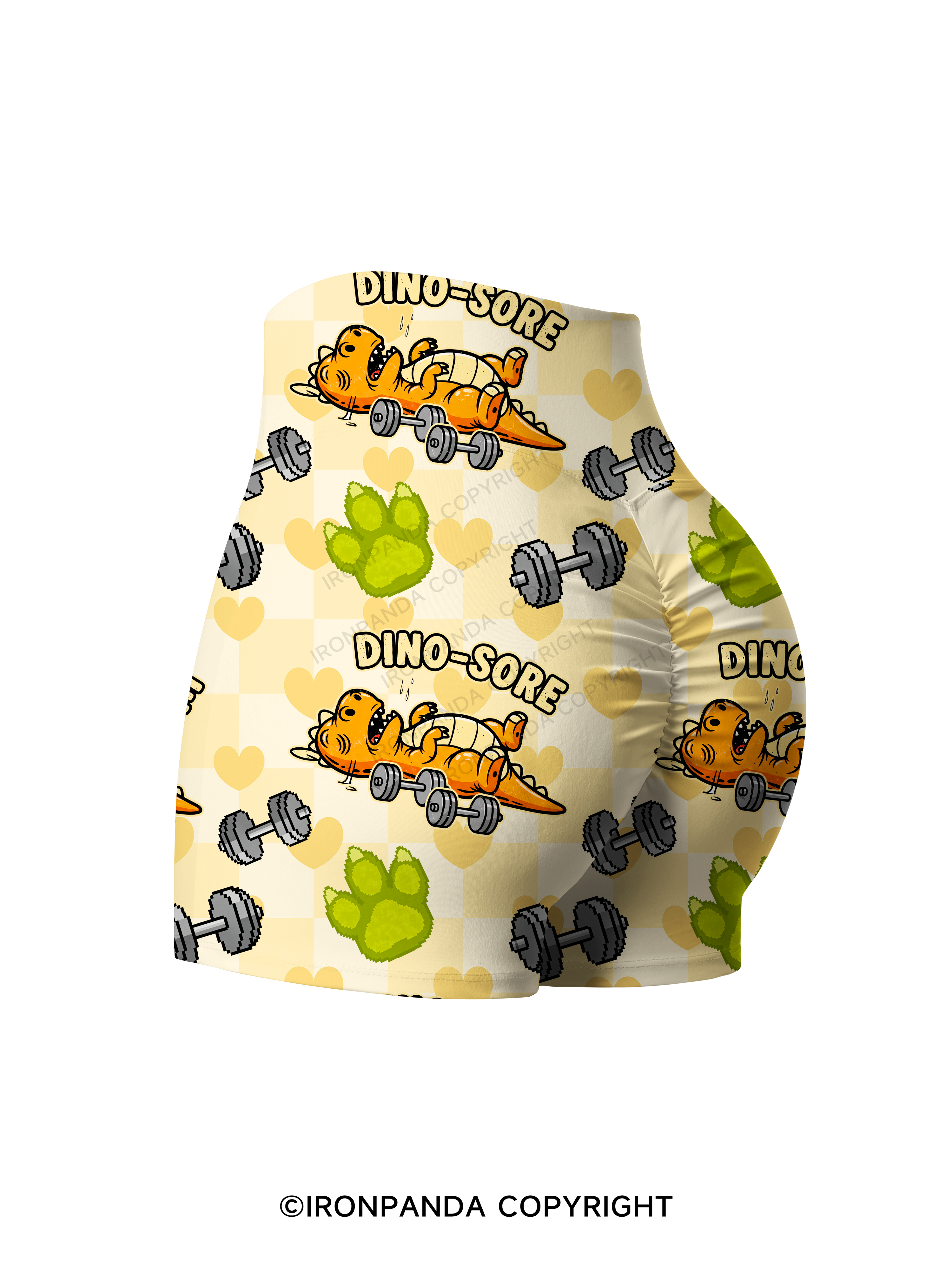 Dino-Sore Lifter Workout Printed Yoga Shorts