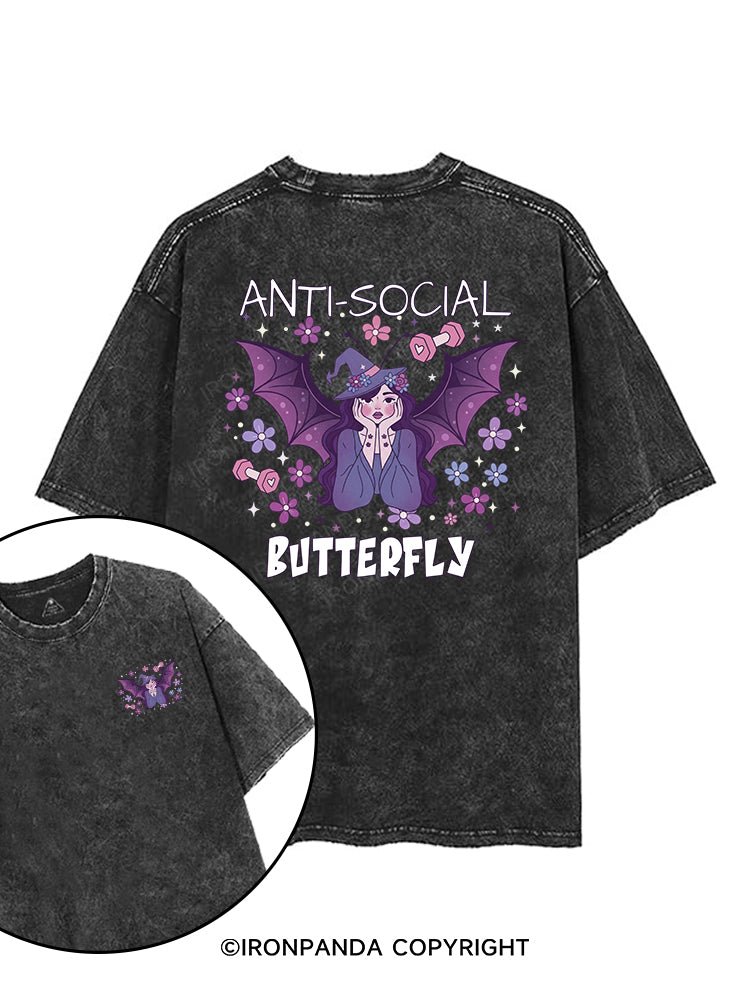 ANTI-SOCIAL BUTTERFLY printed Gym Shirt