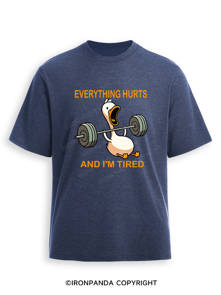 EVERYTHING HURTS AND I'M TIRED DUCK Ultra Soft Heather T-Shirt