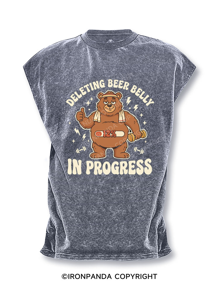 Deletin Beer Belly In Progress Funny Fitness Cut Off Tank