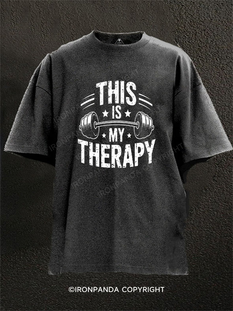 This Is My Therapy Motivational Washed Gym Shirt