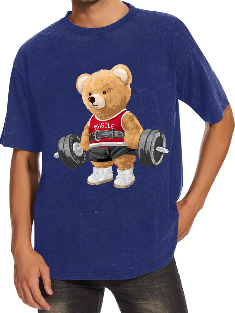 Exercise Bear Washed Gym Shirt