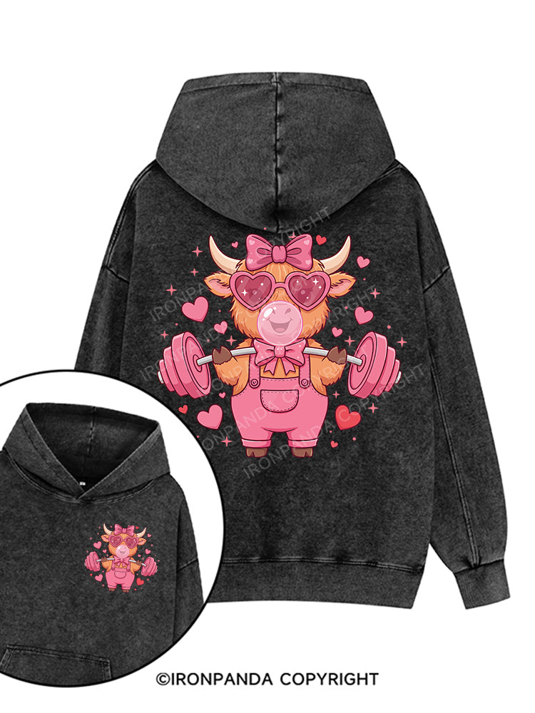 Iron Moo Printed Washed Gym Hoodie