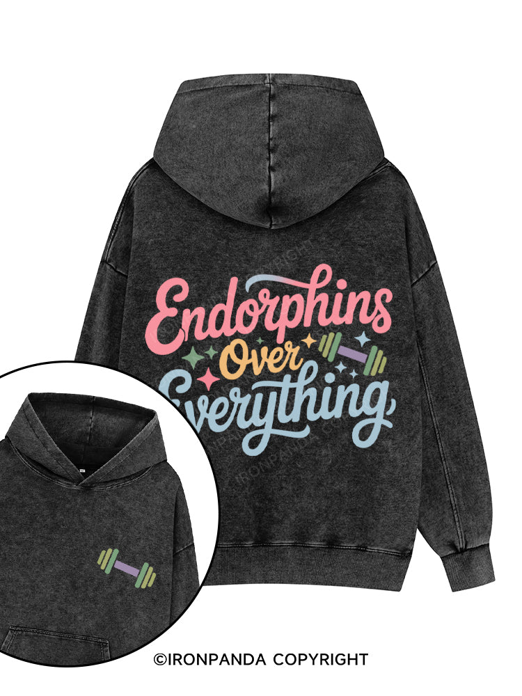 ENDORPHINS OVER EVERYTHING Printed Washed Gym Hoodie