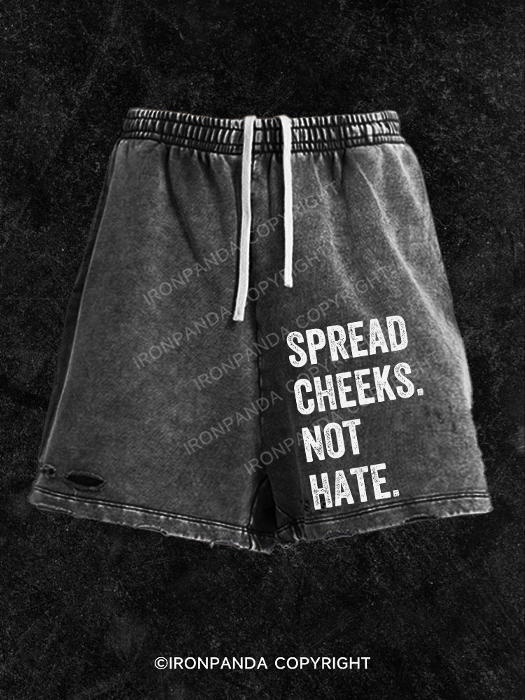 spread cheeks not hate Washed Gym Shorts