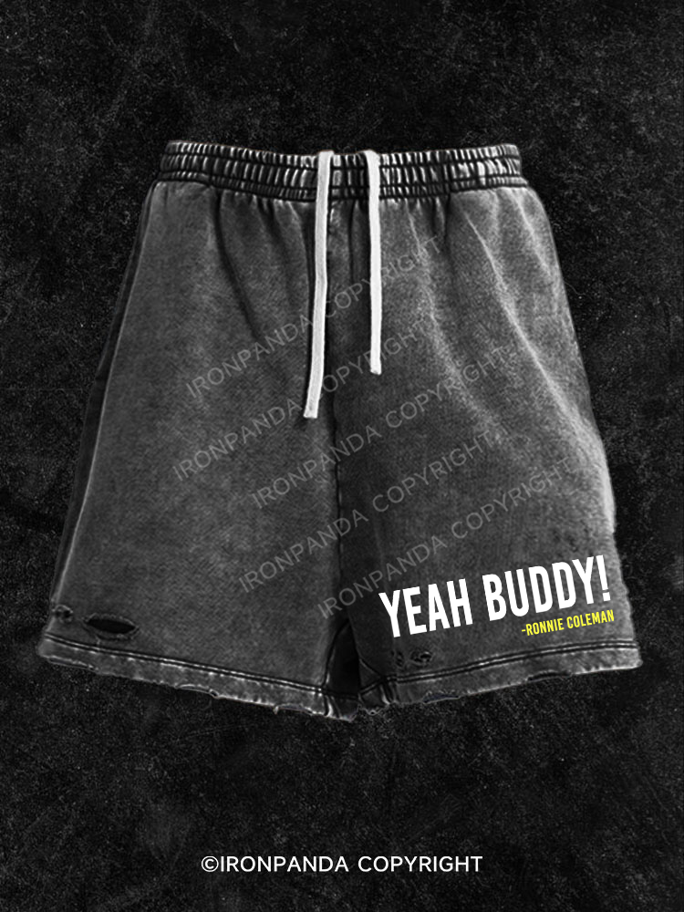 Yeah Buddy Washed Gym Shorts