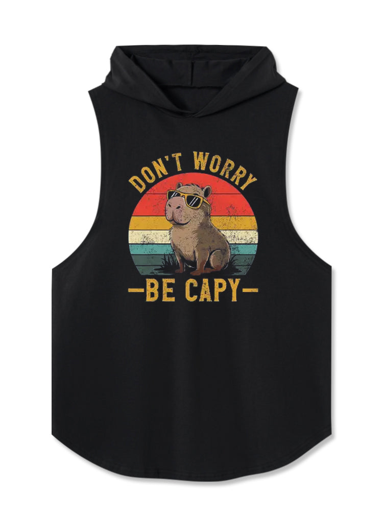 Don't Worry Be Capy Hooded Tank