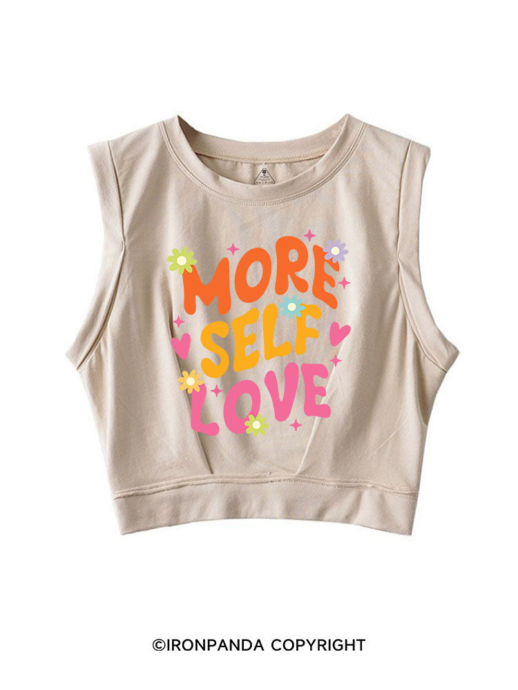 MORE SELF LOVE SLEEVELESS CROP TOPS