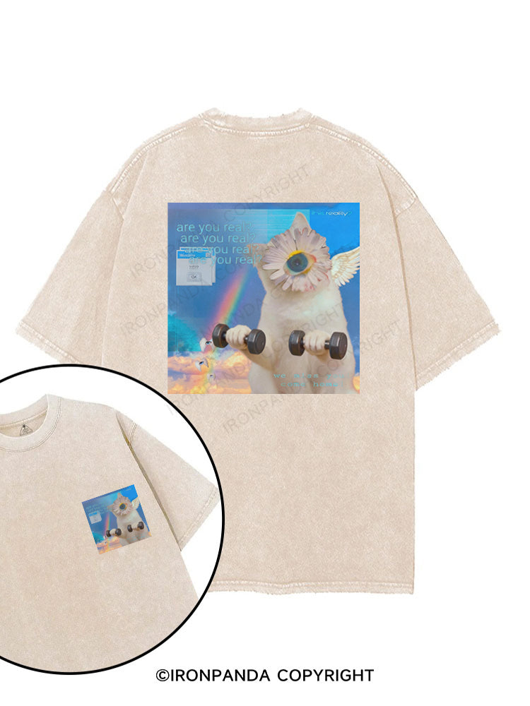 Cat Lifting in a Dream printed Gym Shirt