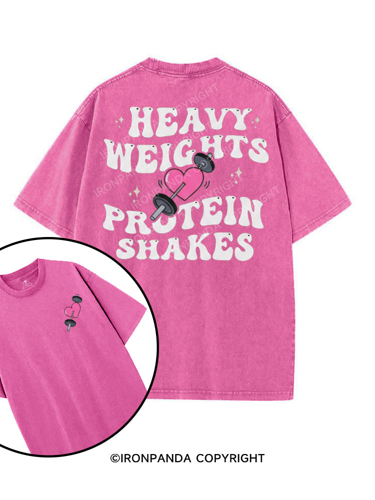 HEAVY WEIGHTS PROTEIN SHAKES printed Gym Shirt