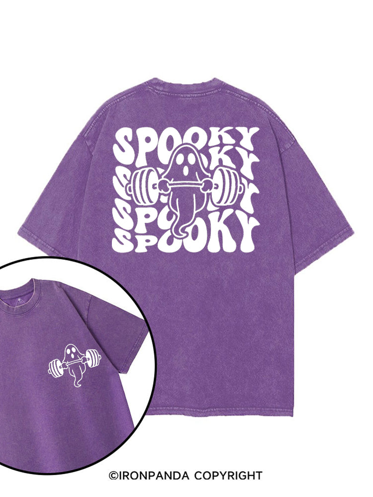 SPOOKY SPOOKY CUTE WEIGHTLIFTING GHOST printed Gym Shirt