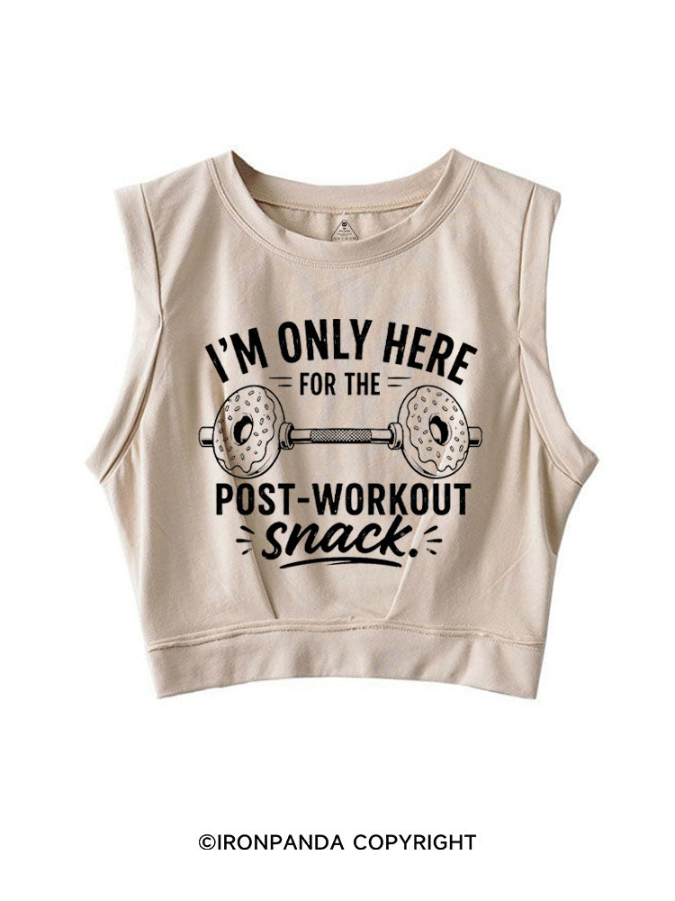 I'M ONLY HERE FOR THE POST-WORKOUT SNACK DONUT SLEEVELESS CROP TOPS