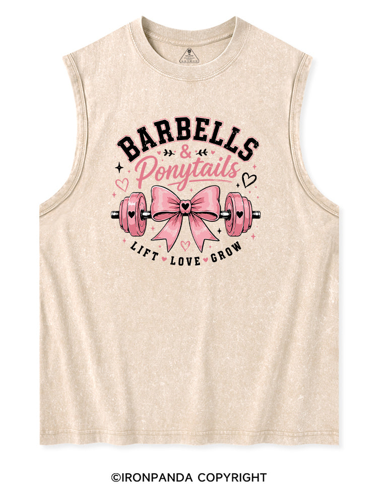 BARBELLS & PONYTAILS LIFT LOVE GROW Washed Tank