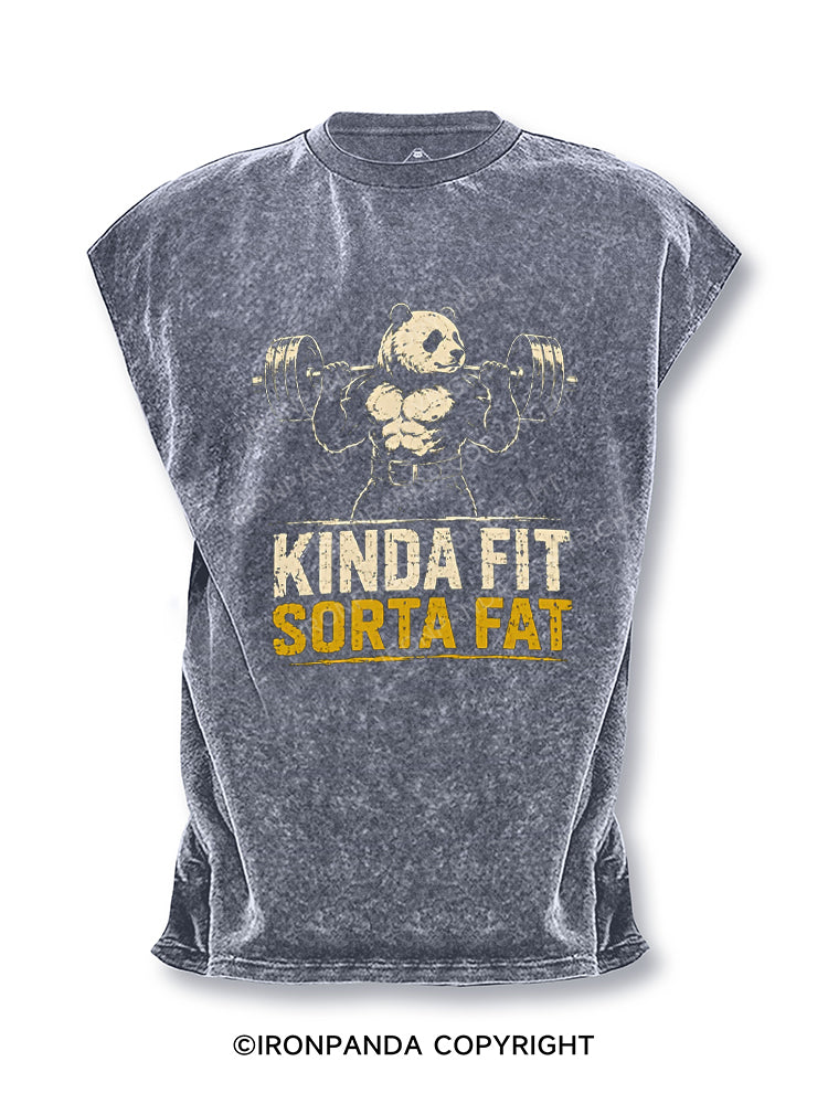 Kinda Fit Sorta Fat Panda Weightlifting Humor Cut Off Tank