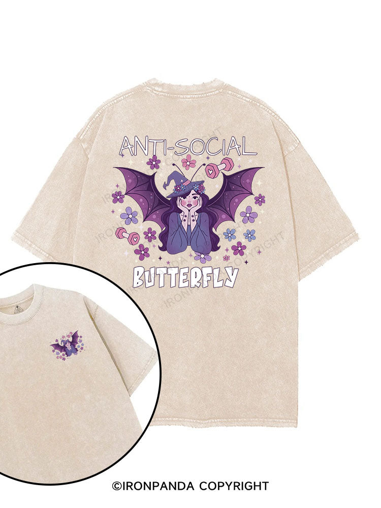 ANTI-SOCIAL BUTTERFLY printed Gym Shirt