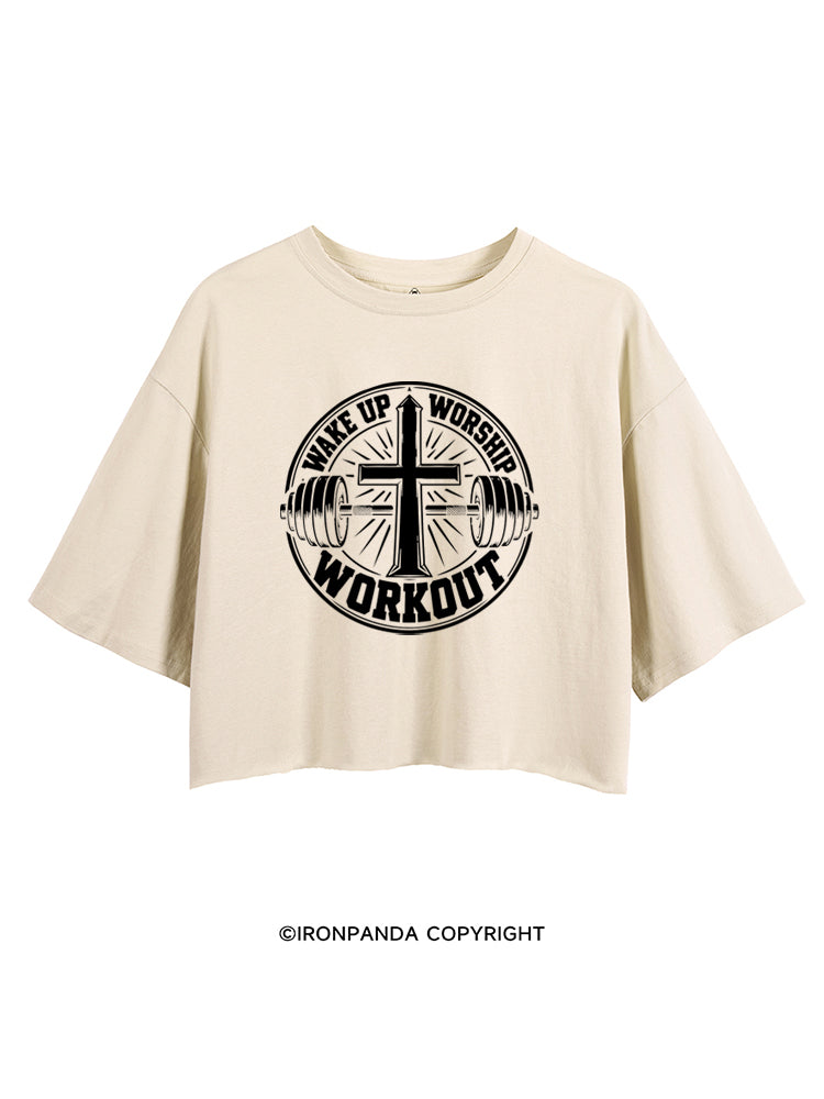 WAKE UP WORSHIP WORKOUT CHRISTIAN WORKOUT CROP TOPS