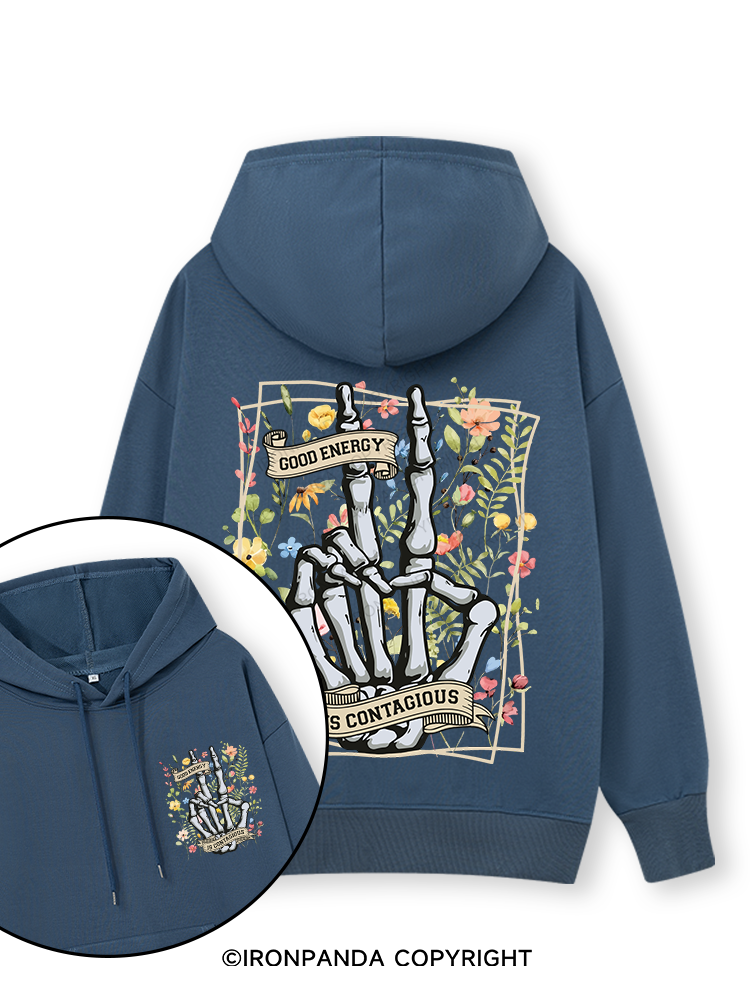 GOOD ENERCY IS CONTAGIOUS Double-Sided Printed Classic Gym Hoodie