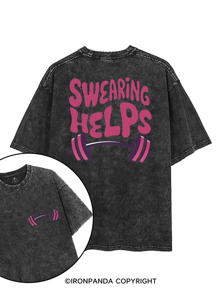 SWEARING HELPS FUNNY GYM printed Gym Shirt