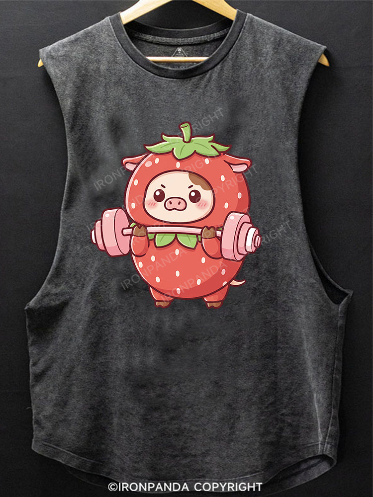 Strawberry Fitness Piggy SCOOP BOTTOM COTTON TANK