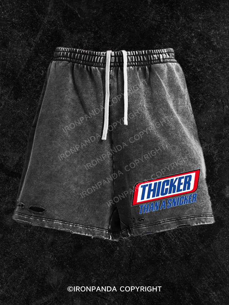 thicker than a snicker Washed Gym Shorts
