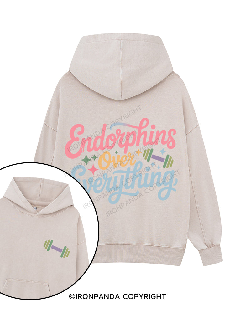 ENDORPHINS OVER EVERYTHING Printed Washed Gym Hoodie