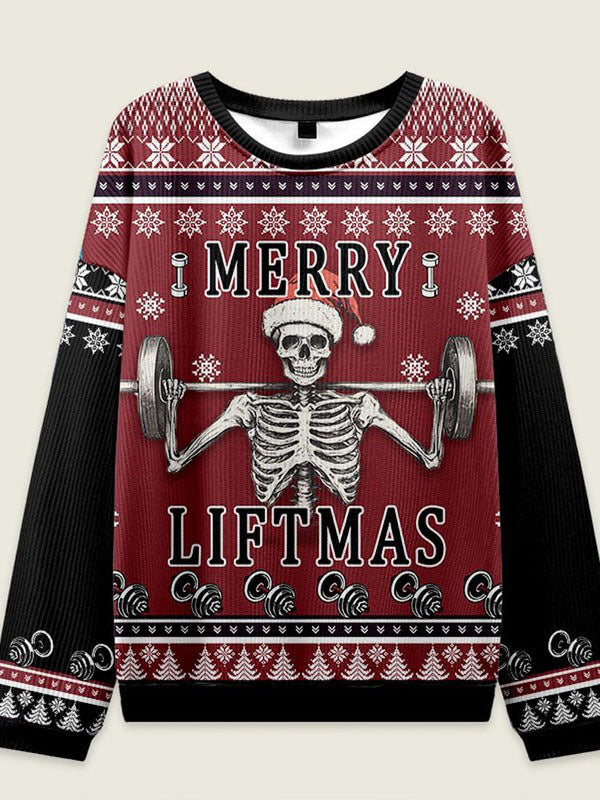 IRONPANDA Merry Liftmas Skull theme Ugly Sweater