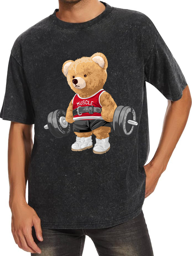 Exercise Bear Washed Gym Shirt