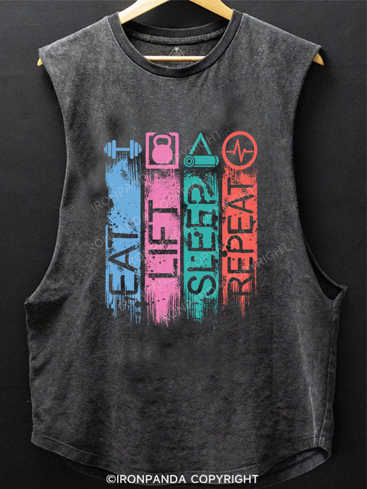 EAT,LIFT,SLEEP,REPEAT SCOOP BOTTOM COTTON TANK