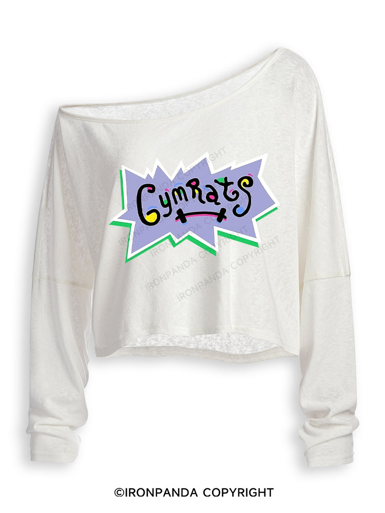 GYM RATS Off Shoulder Long Sleeve Crop Top