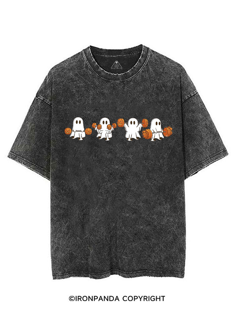 WEIGHT LIFTING GHOSTS FUNNY FITNESS VINTAGE GYM SHIRT