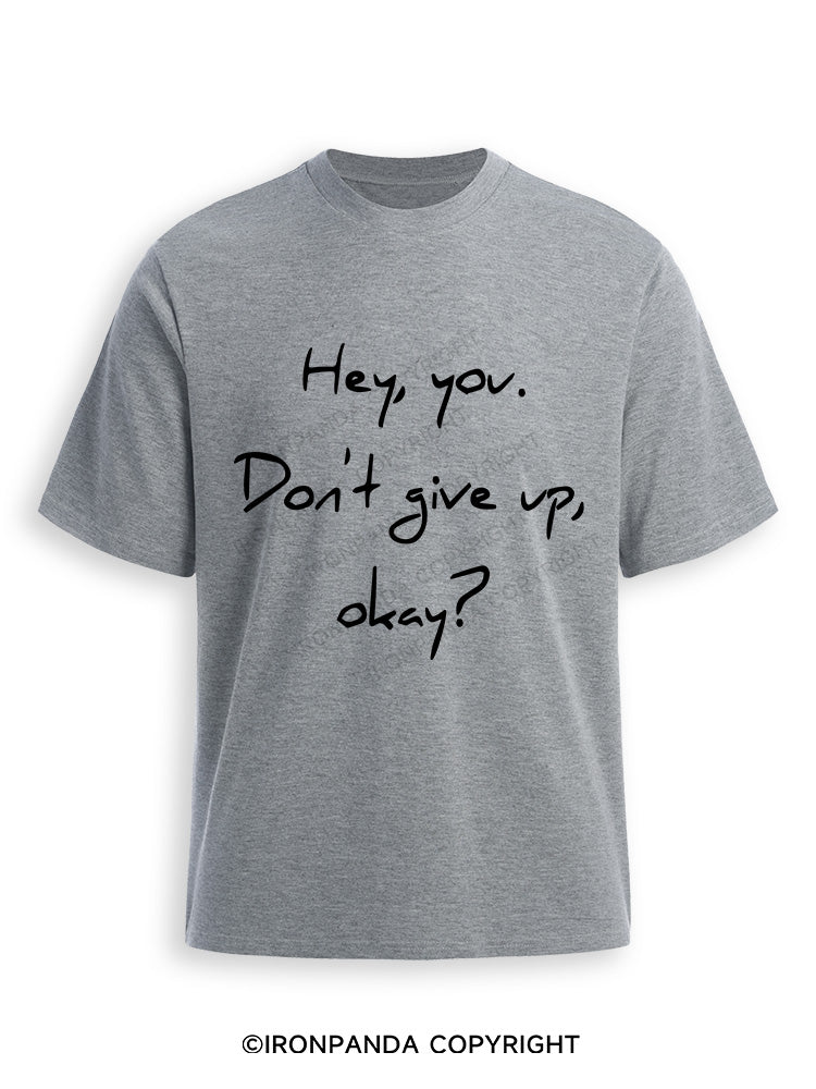 hey you don't give up  Ultra Soft Heather T-Shirt