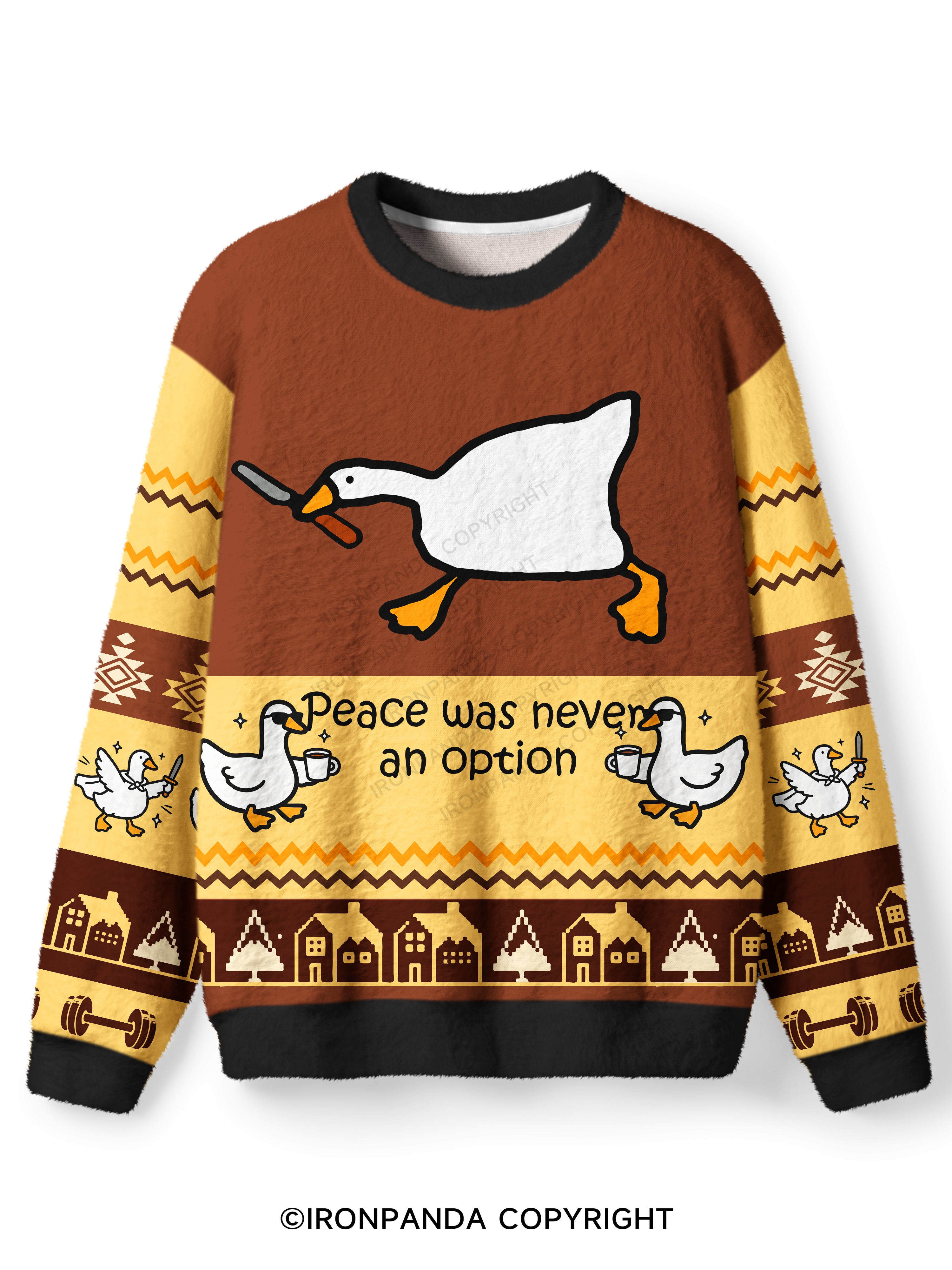 peace was never an option Ugly Fuzzy Fleece Sweater