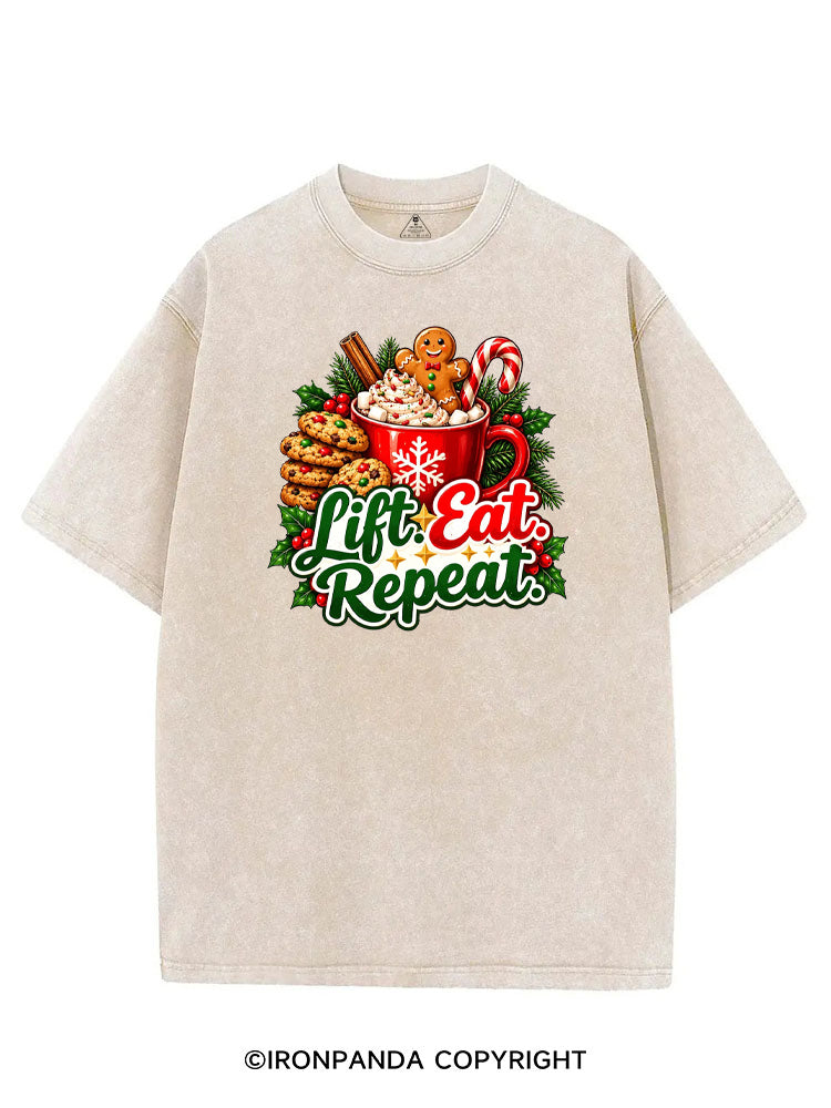 LIFT EAT REPEAT HOT COCOA & COOKIES VINTAGE GYM SHIRT