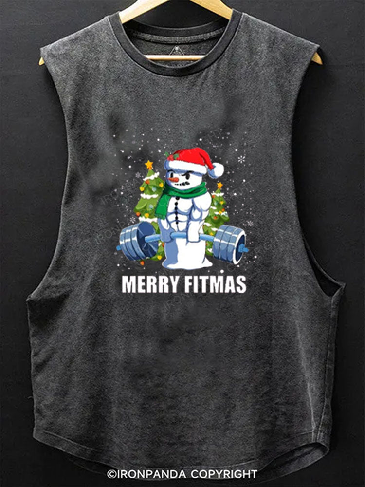 Merry Fitmas snowman Scoop Bottom Cotton Tank