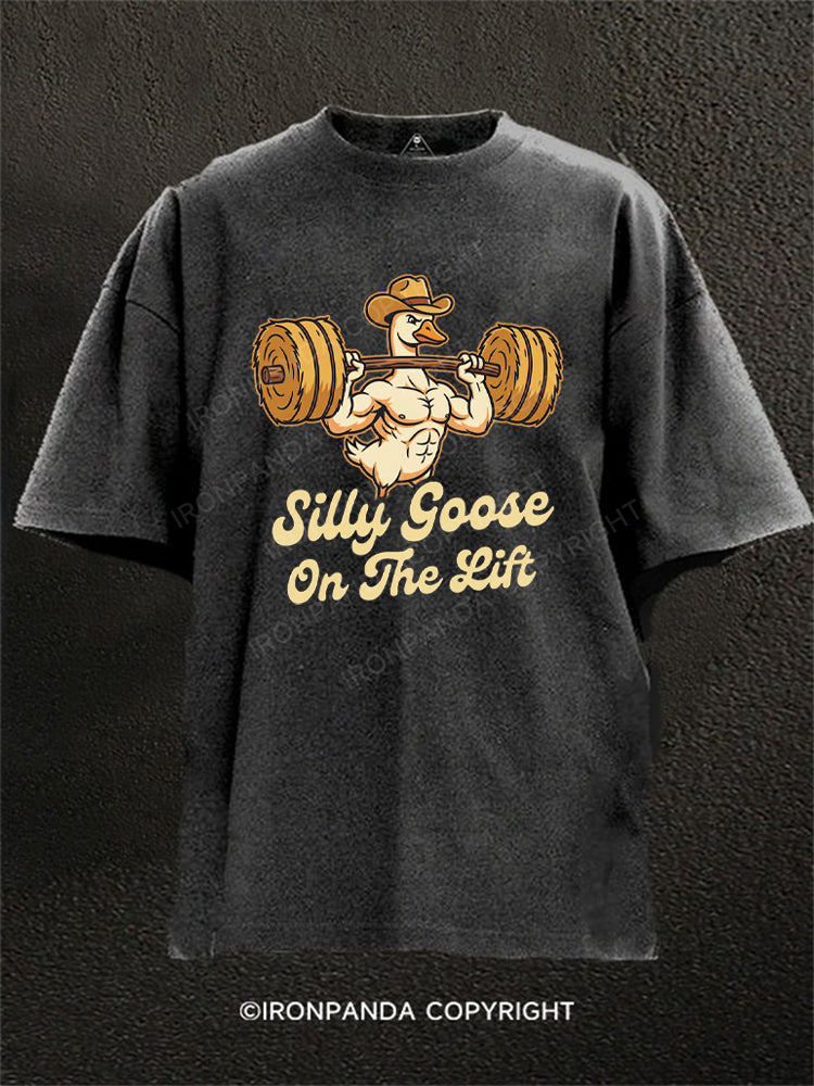 Silly Goose On The Lift Strong Muscular Washed Gym Shirt