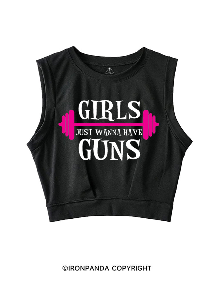 girls just wanna have guns girls bodybuilding SLEEVELESS CROP TOPS