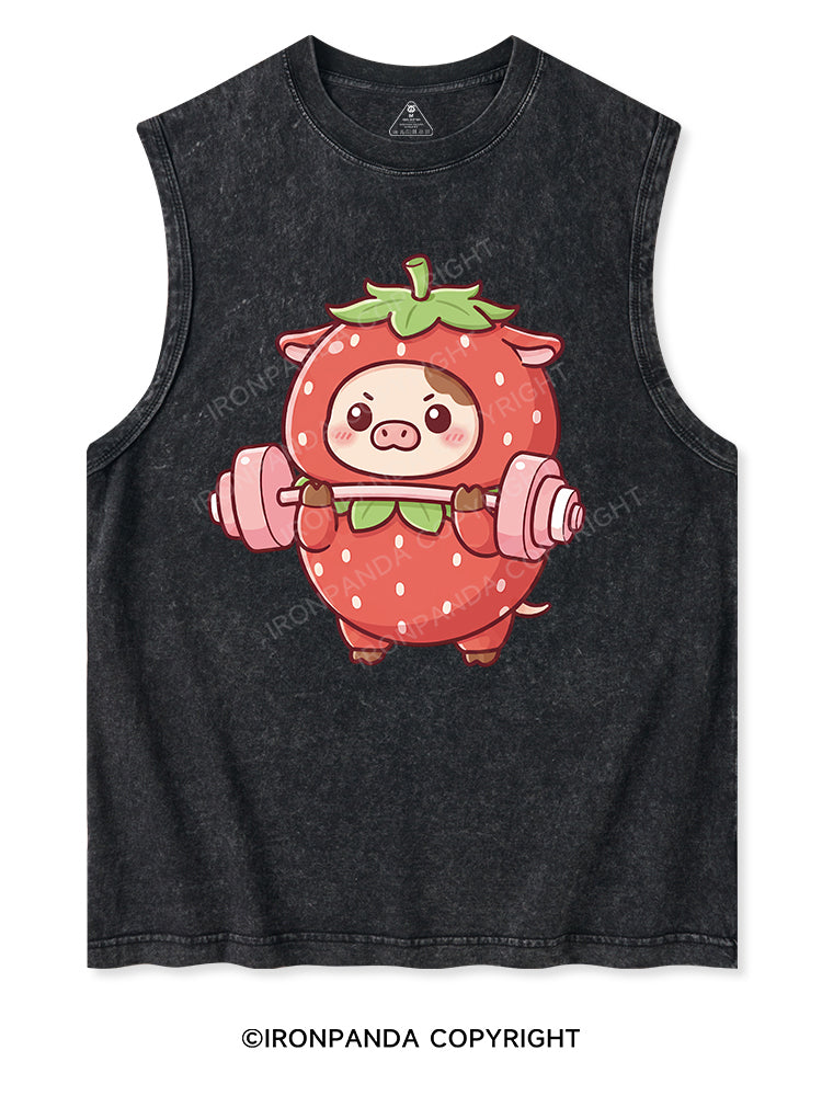 Strawberry Fitness Piggy Washed Tank