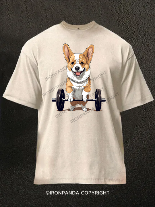 Weightlifting Dog Washed Gym Shirt