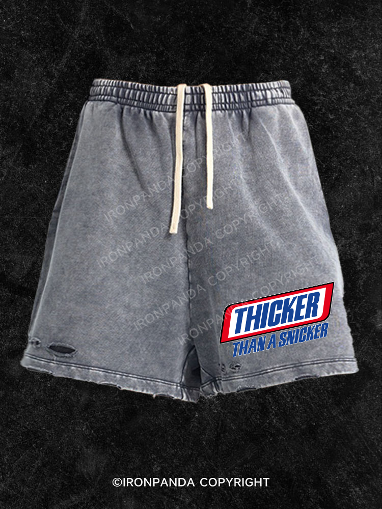 thicker than a snicker Washed Gym Shorts
