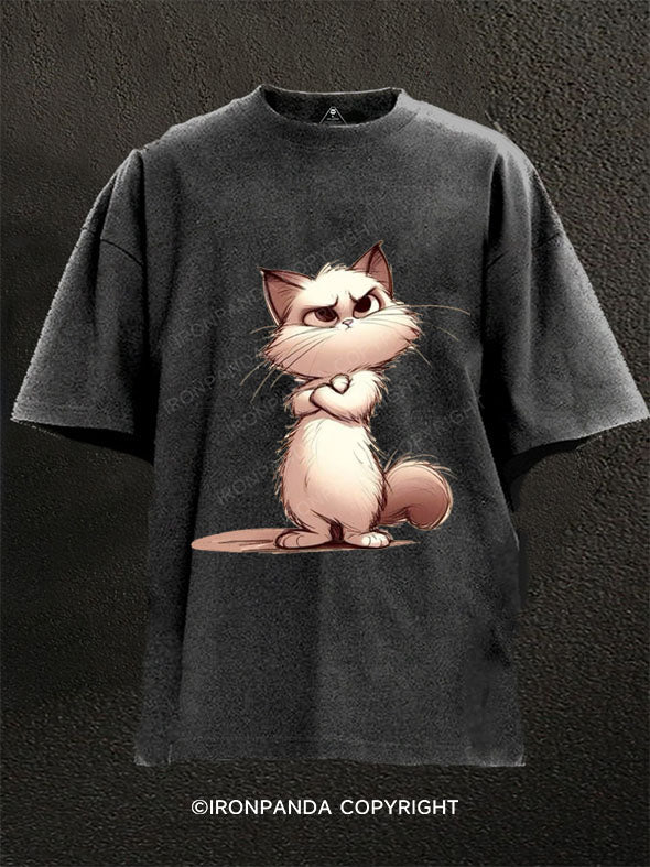 angry little cat Washed Gym Shirt