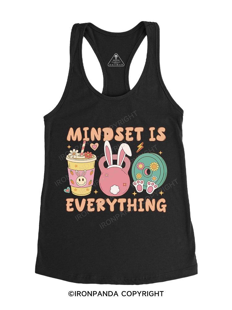 MINDSET IS EVERYTHING Printed Washed Gym Hoodie Gym Racerback Tank
