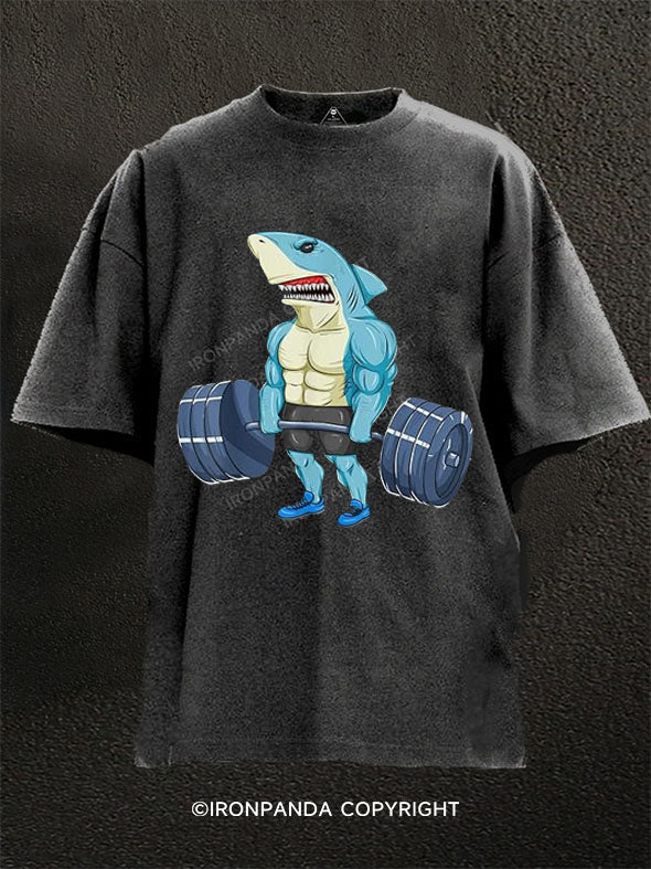 Lifting Shark Washed Gym Shirt